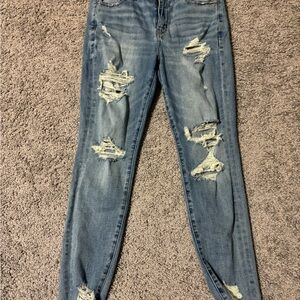 American Eagle Outfitters Ripped Blue Skinny Jeans